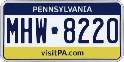 PA license plate MHW8220