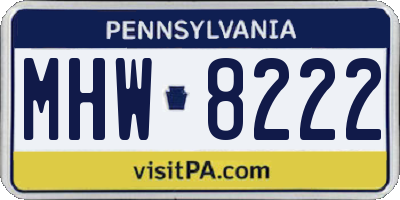 PA license plate MHW8222