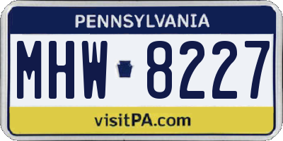 PA license plate MHW8227