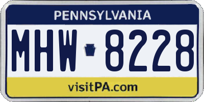 PA license plate MHW8228
