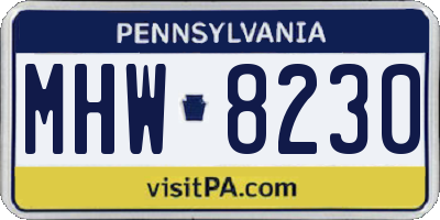 PA license plate MHW8230