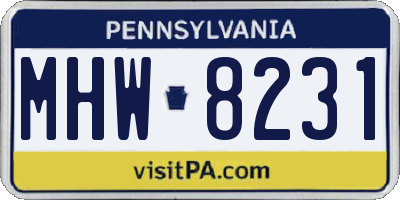 PA license plate MHW8231
