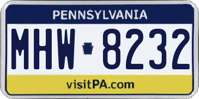 PA license plate MHW8232