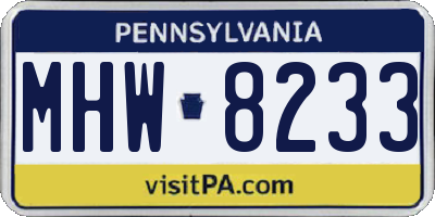 PA license plate MHW8233