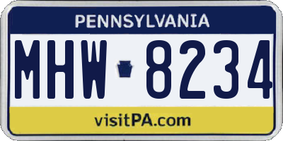 PA license plate MHW8234
