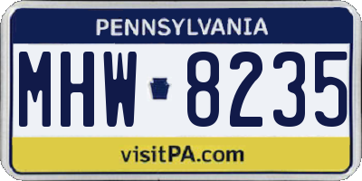 PA license plate MHW8235