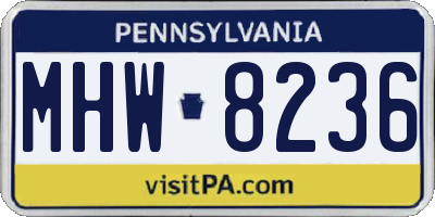 PA license plate MHW8236