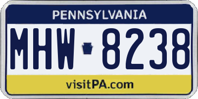 PA license plate MHW8238
