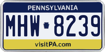 PA license plate MHW8239
