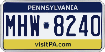 PA license plate MHW8240