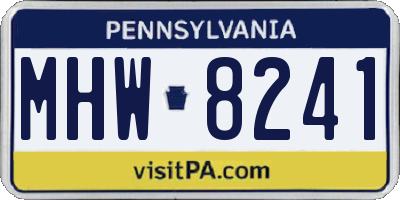 PA license plate MHW8241