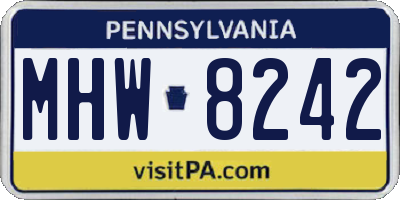 PA license plate MHW8242