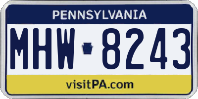 PA license plate MHW8243