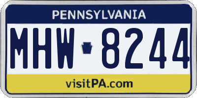 PA license plate MHW8244