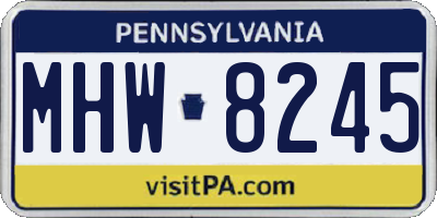 PA license plate MHW8245