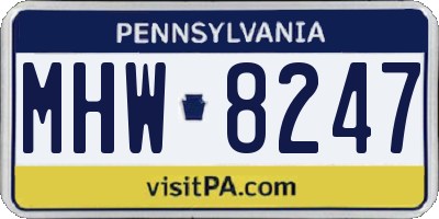 PA license plate MHW8247