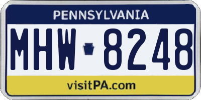 PA license plate MHW8248