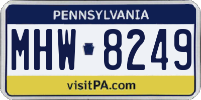 PA license plate MHW8249