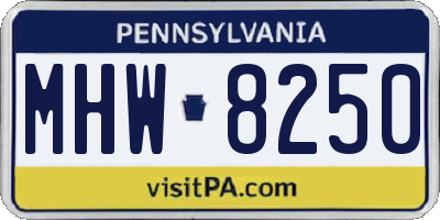 PA license plate MHW8250