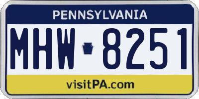 PA license plate MHW8251