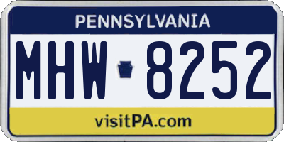PA license plate MHW8252