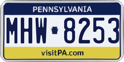PA license plate MHW8253