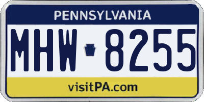 PA license plate MHW8255
