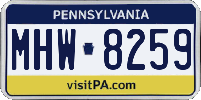 PA license plate MHW8259