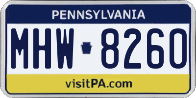 PA license plate MHW8260