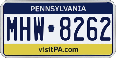 PA license plate MHW8262