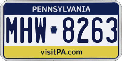 PA license plate MHW8263