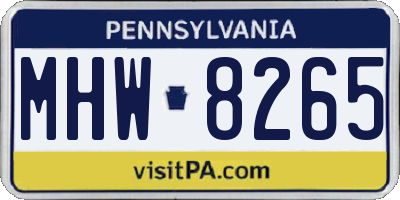 PA license plate MHW8265
