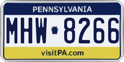 PA license plate MHW8266