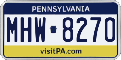 PA license plate MHW8270