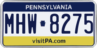 PA license plate MHW8275