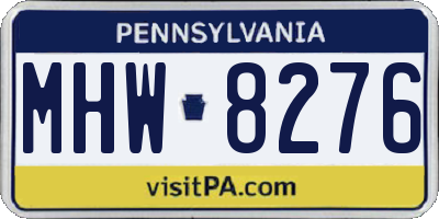 PA license plate MHW8276