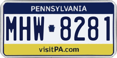 PA license plate MHW8281