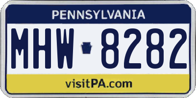 PA license plate MHW8282