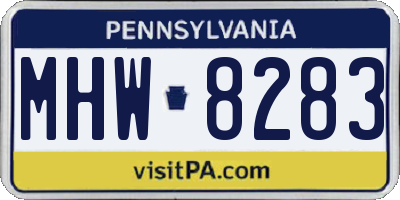 PA license plate MHW8283