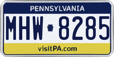 PA license plate MHW8285