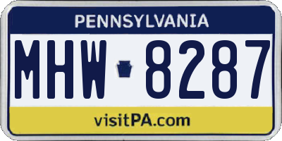 PA license plate MHW8287