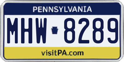 PA license plate MHW8289