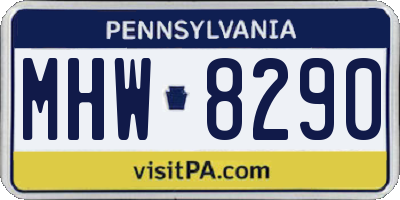 PA license plate MHW8290