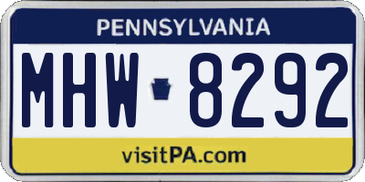 PA license plate MHW8292
