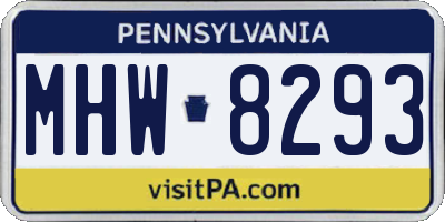 PA license plate MHW8293
