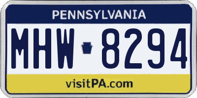 PA license plate MHW8294