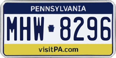 PA license plate MHW8296