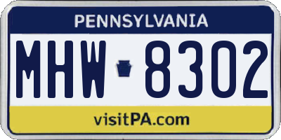 PA license plate MHW8302
