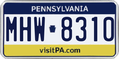 PA license plate MHW8310