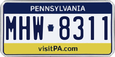 PA license plate MHW8311